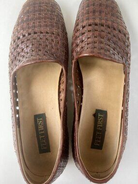 Feet First Brown Woven Leather Slip-On Loafers
